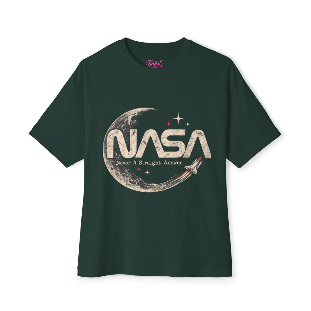 Never A Straight Answer front Unisex Oversized Boxy Tee