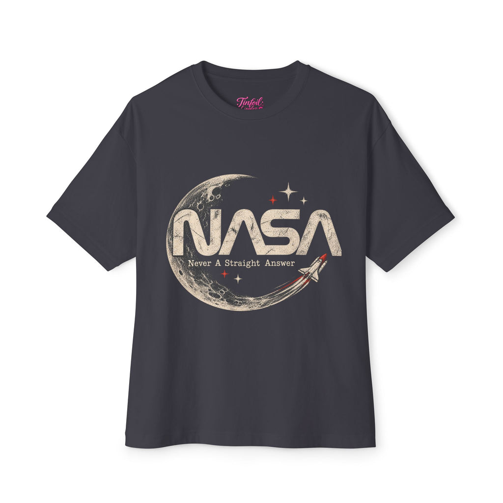 Never A Straight Answer front Unisex Oversized Boxy Tee