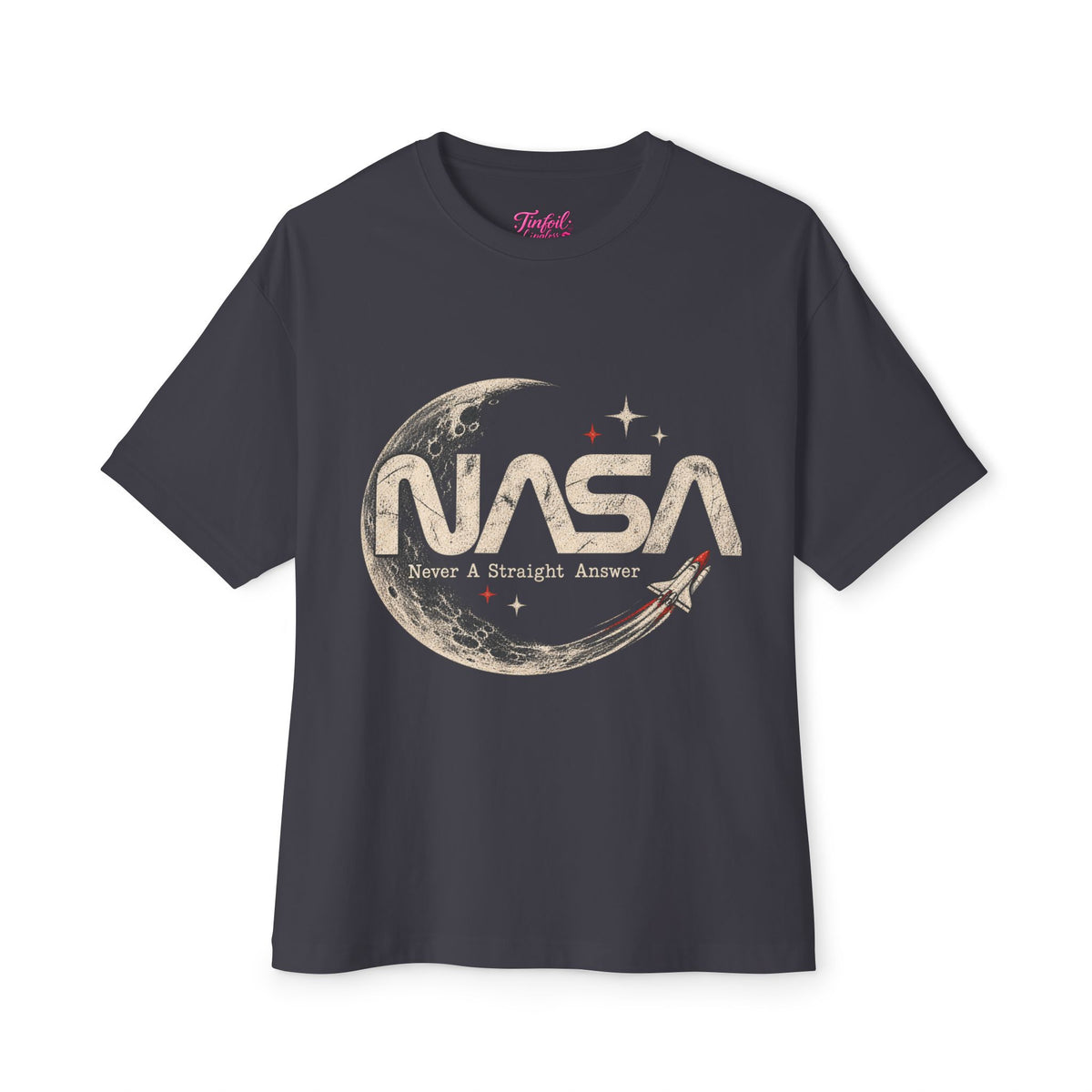 Never A Straight Answer front Unisex Oversized Boxy Tee