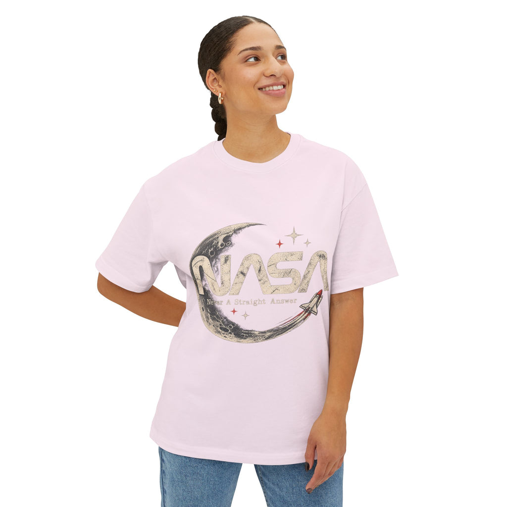 Never A Straight Answer front Unisex Oversized Boxy Tee
