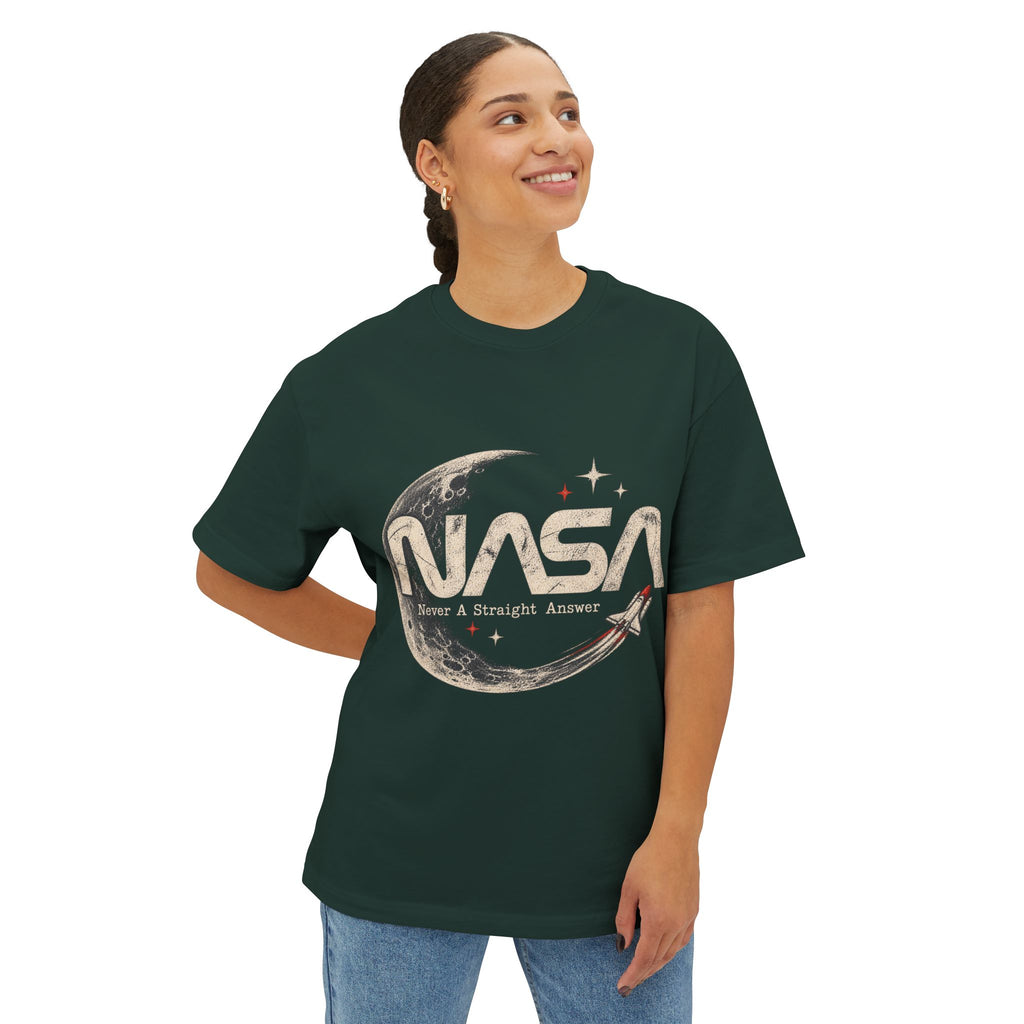 Never A Straight Answer front Unisex Oversized Boxy Tee