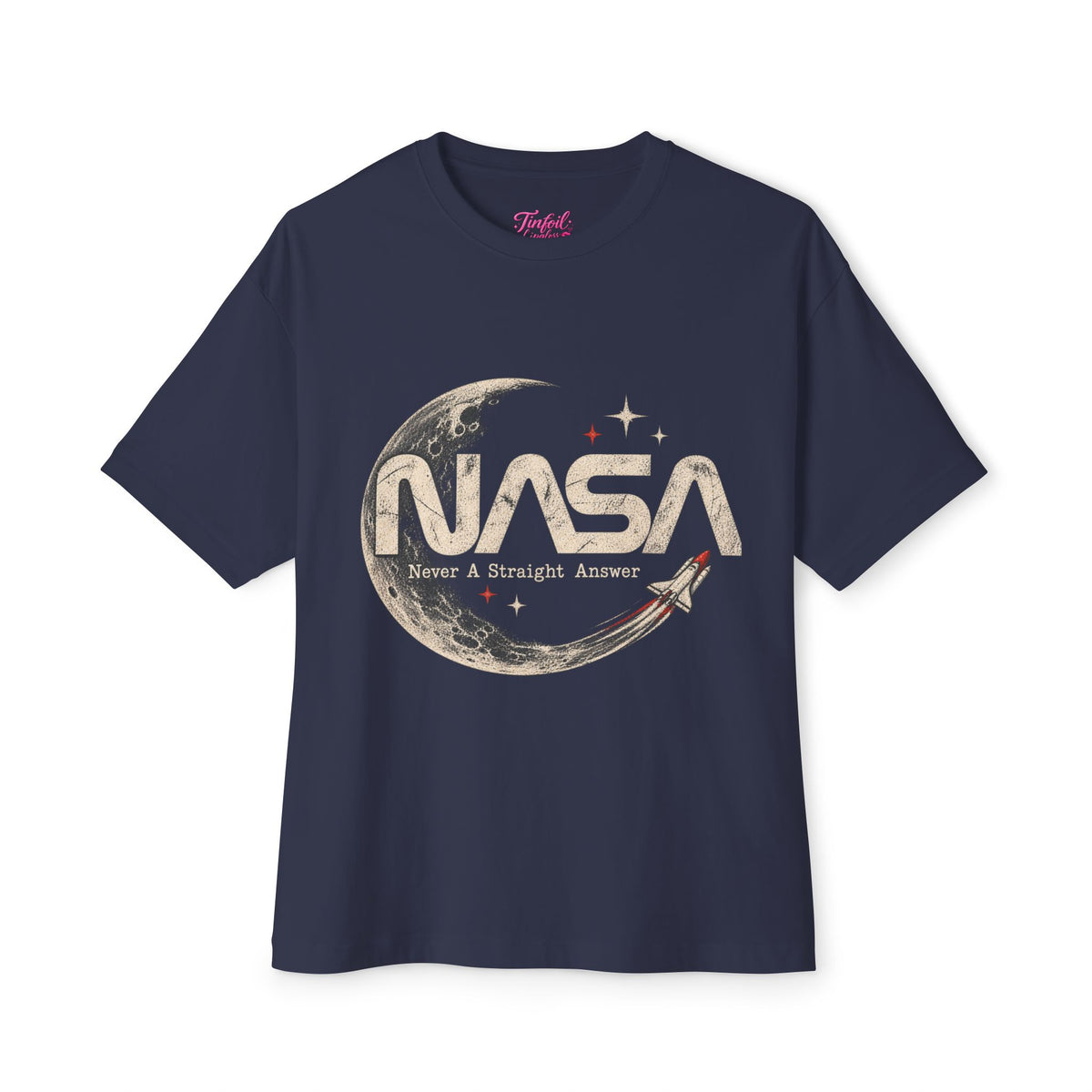 Never A Straight Answer front Unisex Oversized Boxy Tee