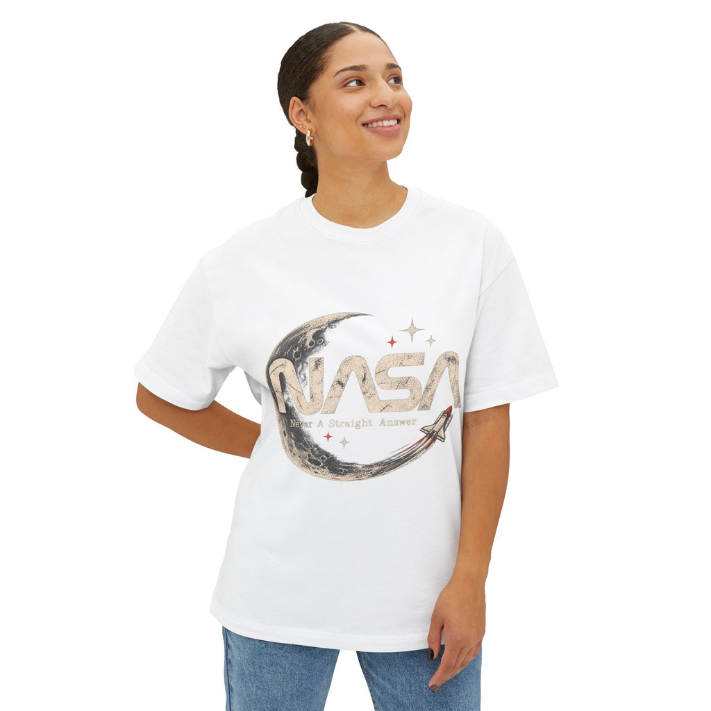 Never A Straight Answer front Unisex Oversized Boxy Tee