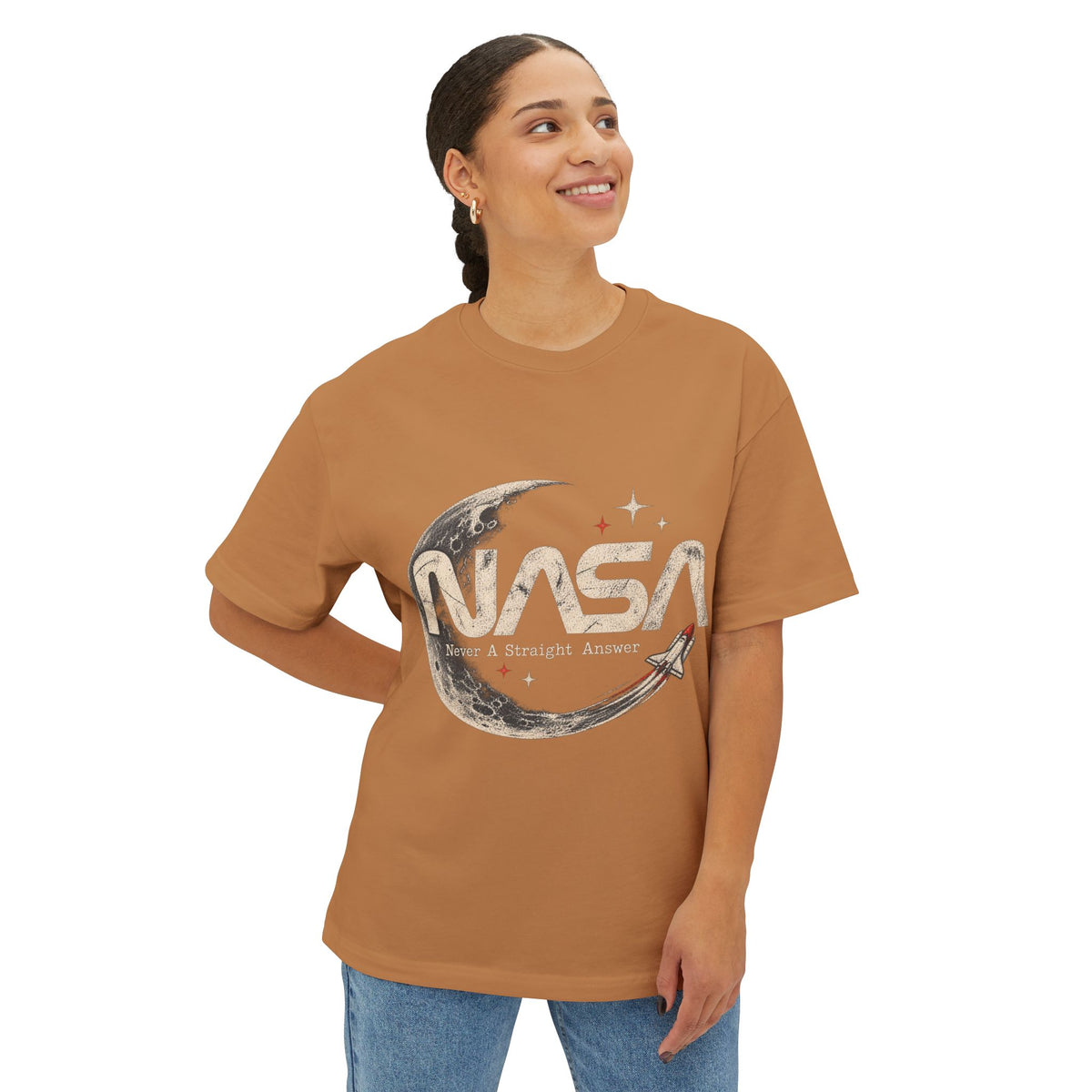 Never A Straight Answer front Unisex Oversized Boxy Tee