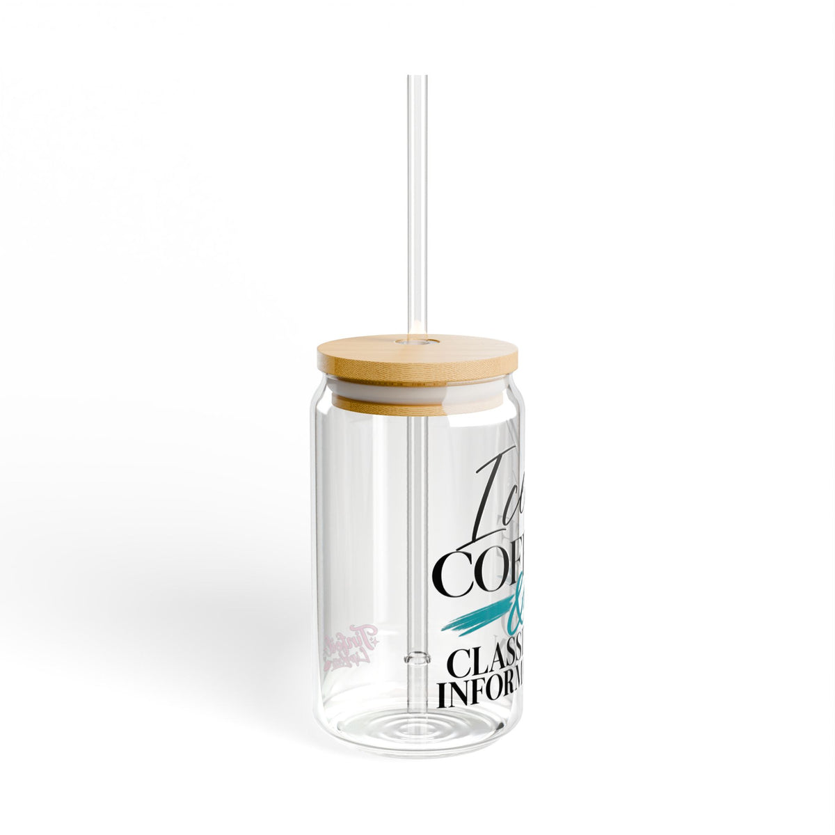 Iced Coffee & Classified Information Glass Tumbler – 16 oz