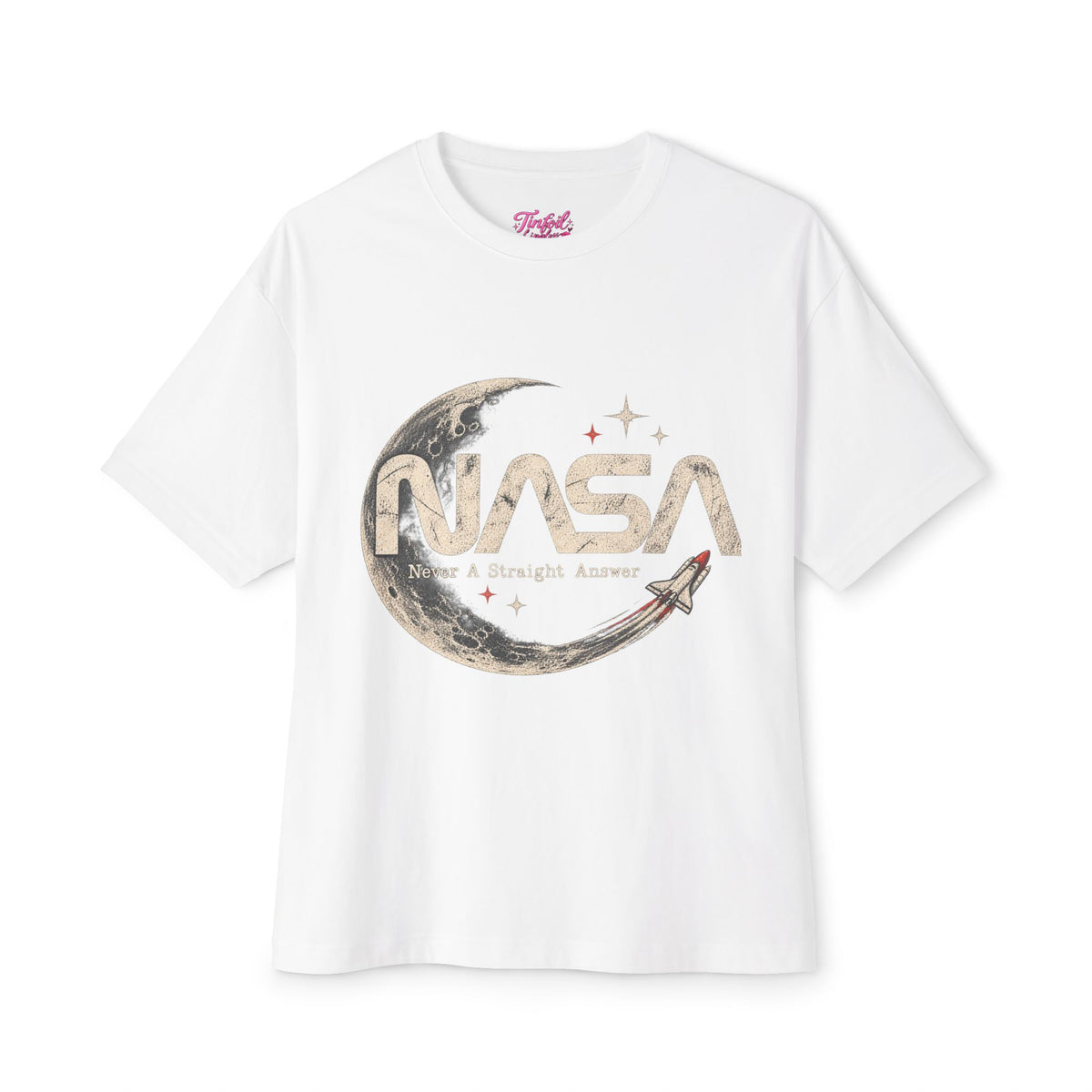 Never A Straight Answer front Unisex Oversized Boxy Tee