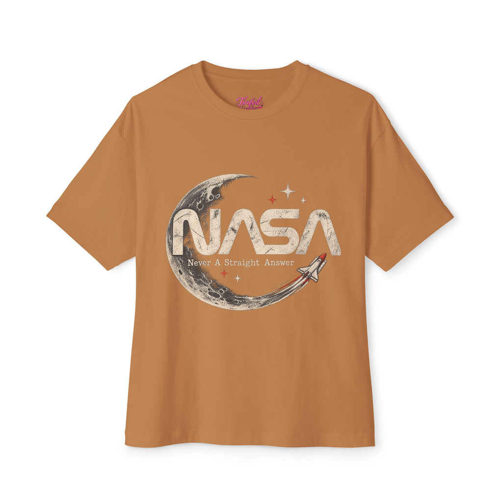 Never A Straight Answer front Unisex Oversized Boxy Tee