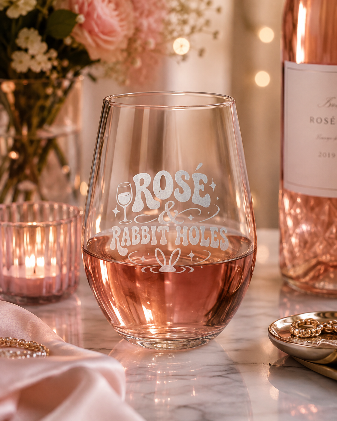 Rosé & Rabbit Holes Wine Glass, 11.75oz